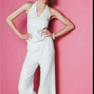 New Womens white linen halter jumpsuit sz 20